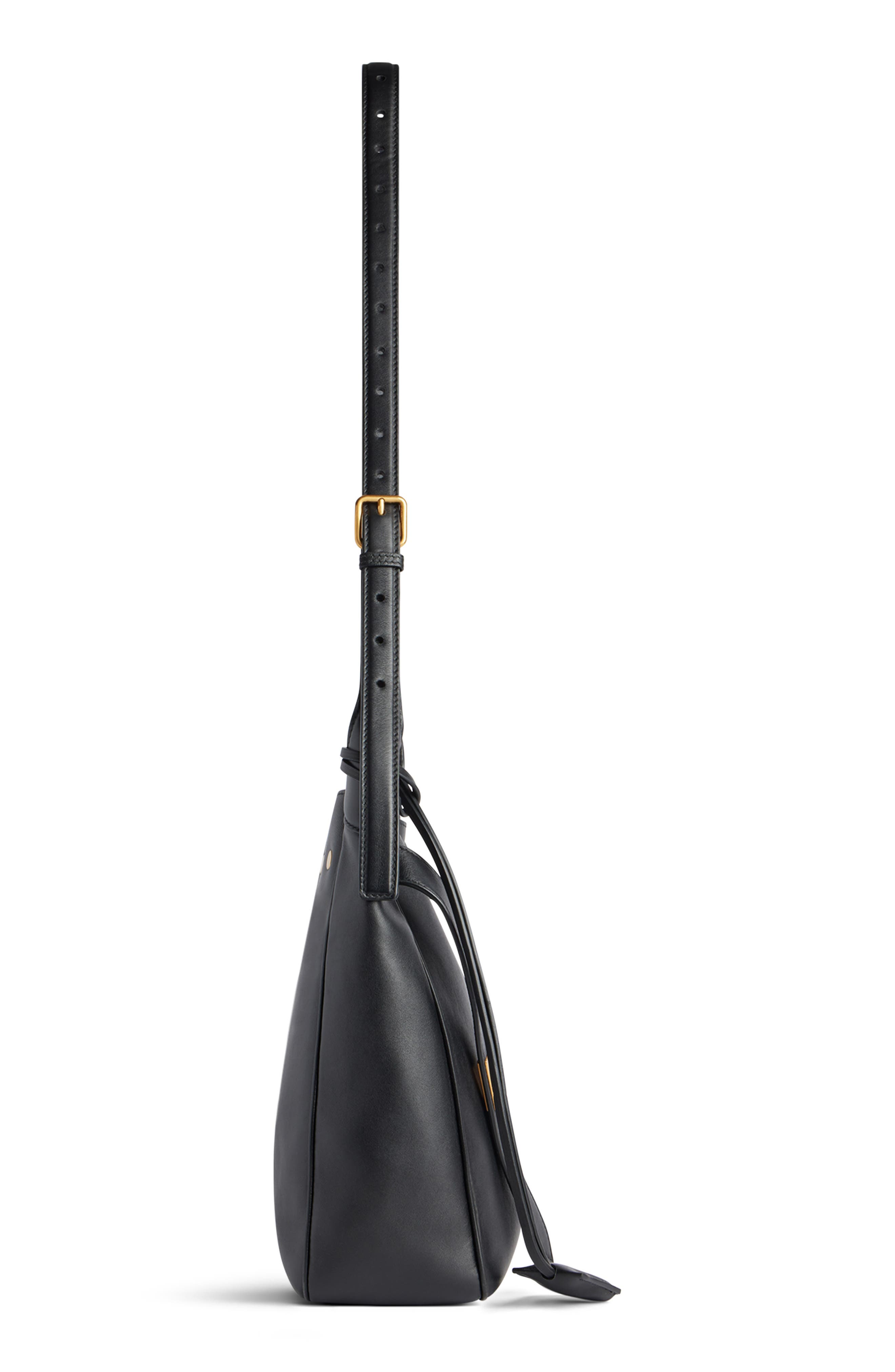 Balenciaga Small Bel Air Leather Hobo Bag, Alternate, color, 1000 Black