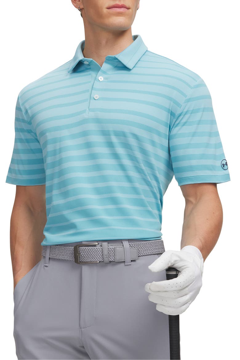 UA ArmourDry Stripe Performance Golf Polo, Main, color, BLUE HAZE