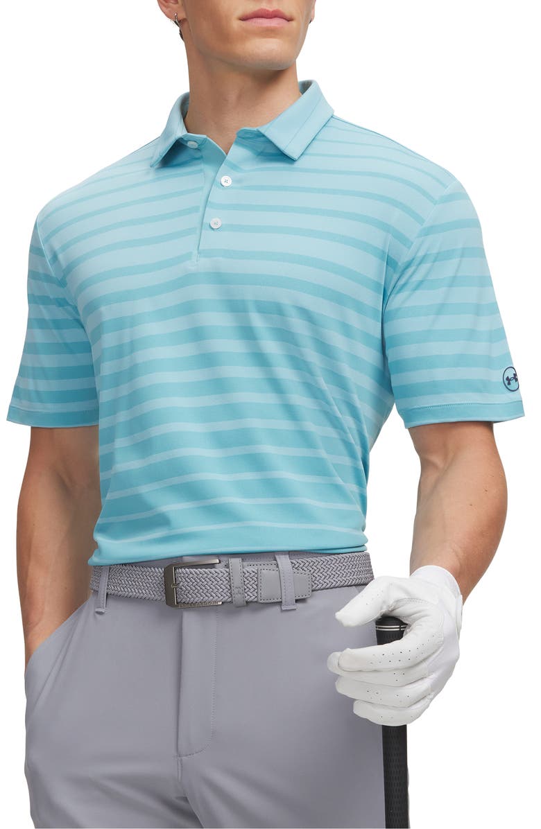 Under Armour UA ArmourDry Stripe Performance Golf Polo, Main, color, Blue Haze