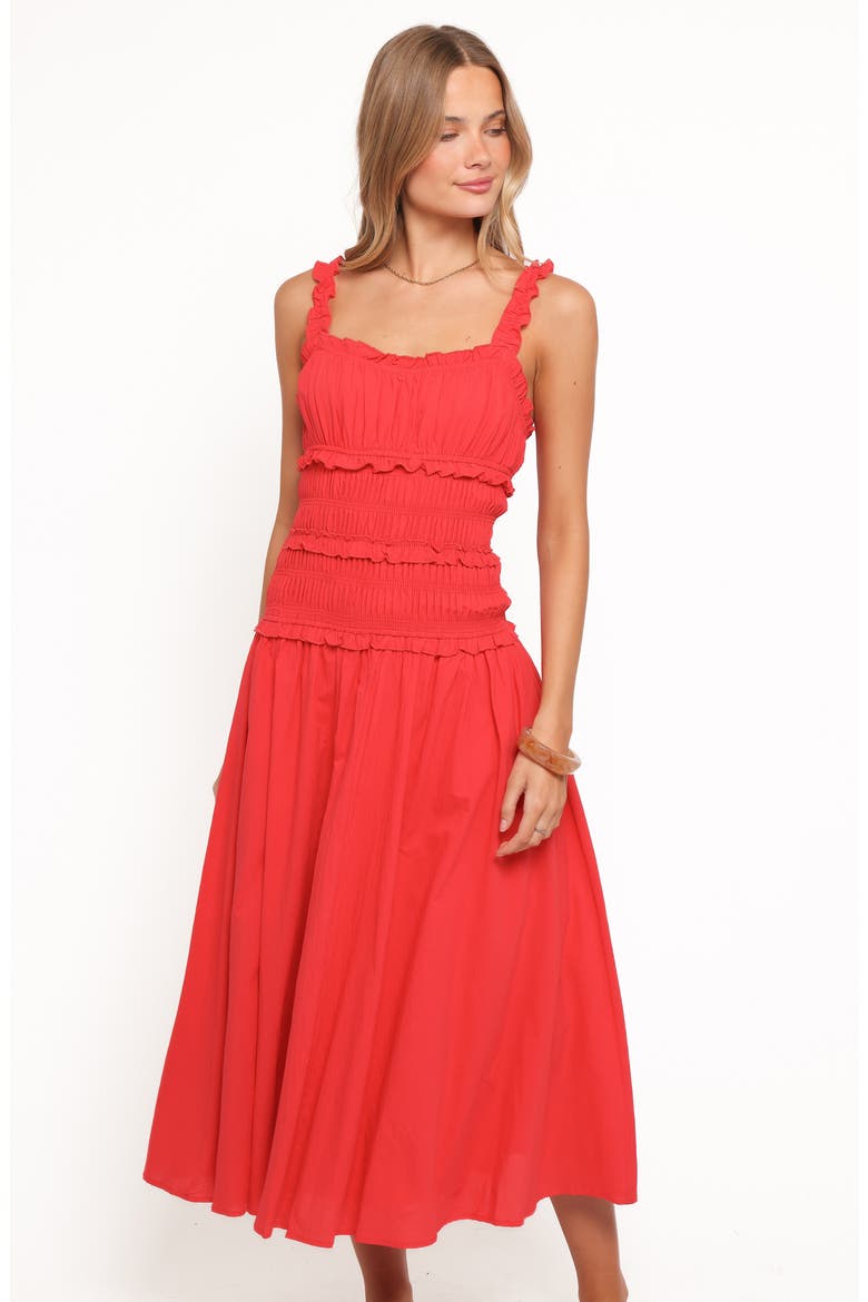 Enola Smocked Sleeveless Maxi Dress, Alternate, color, RED