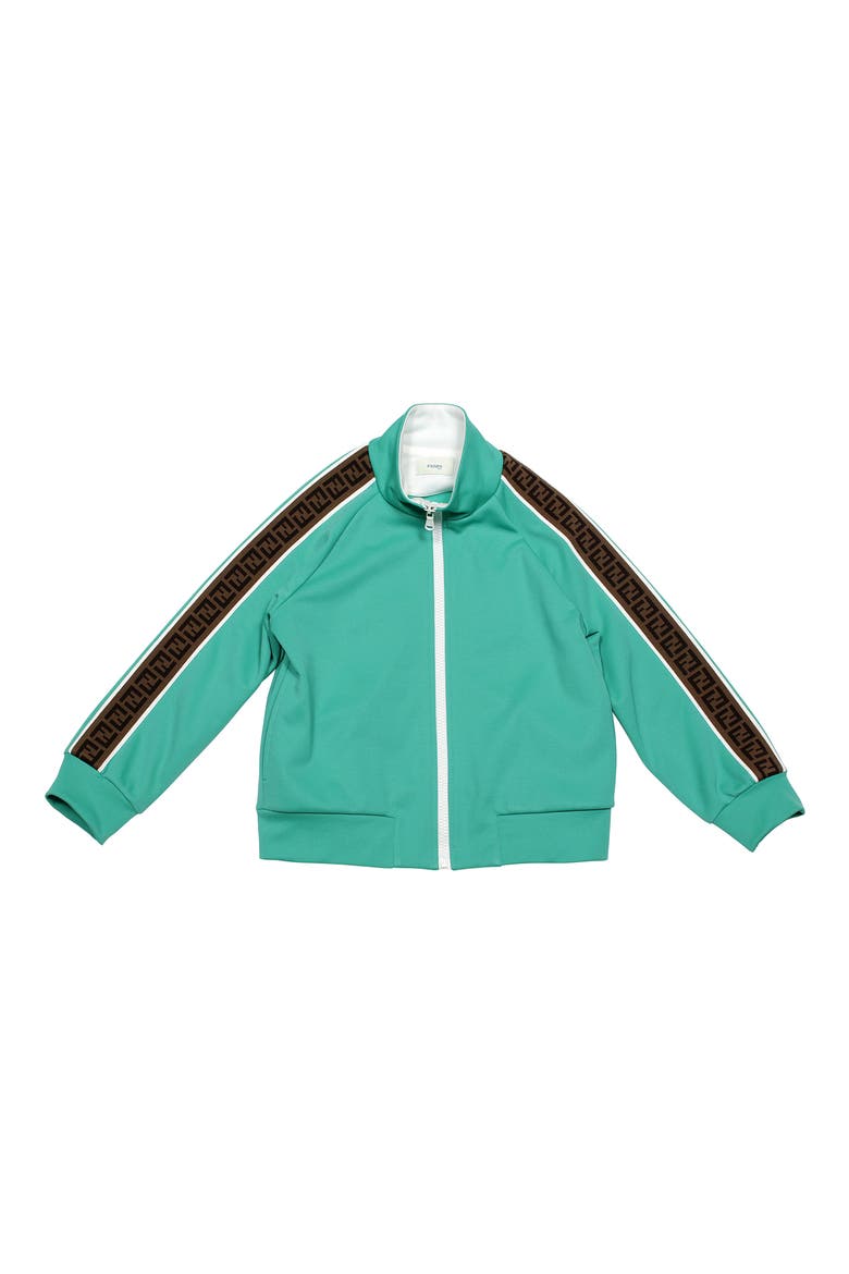 Kids' FF Logo Stripe Track Jacket, Main, color, GREEN