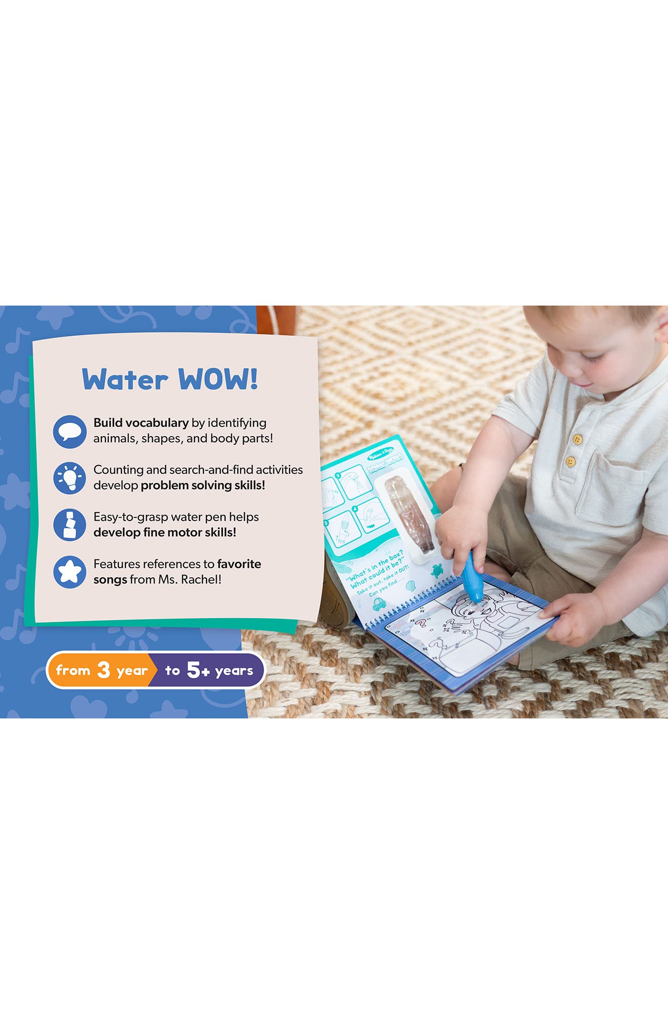 Melissa & Doug Ms. Rachel Water Wow! – Libro Da Colorare Ad Acqua Per Bebè E Bambini, Attività Educative - 5
