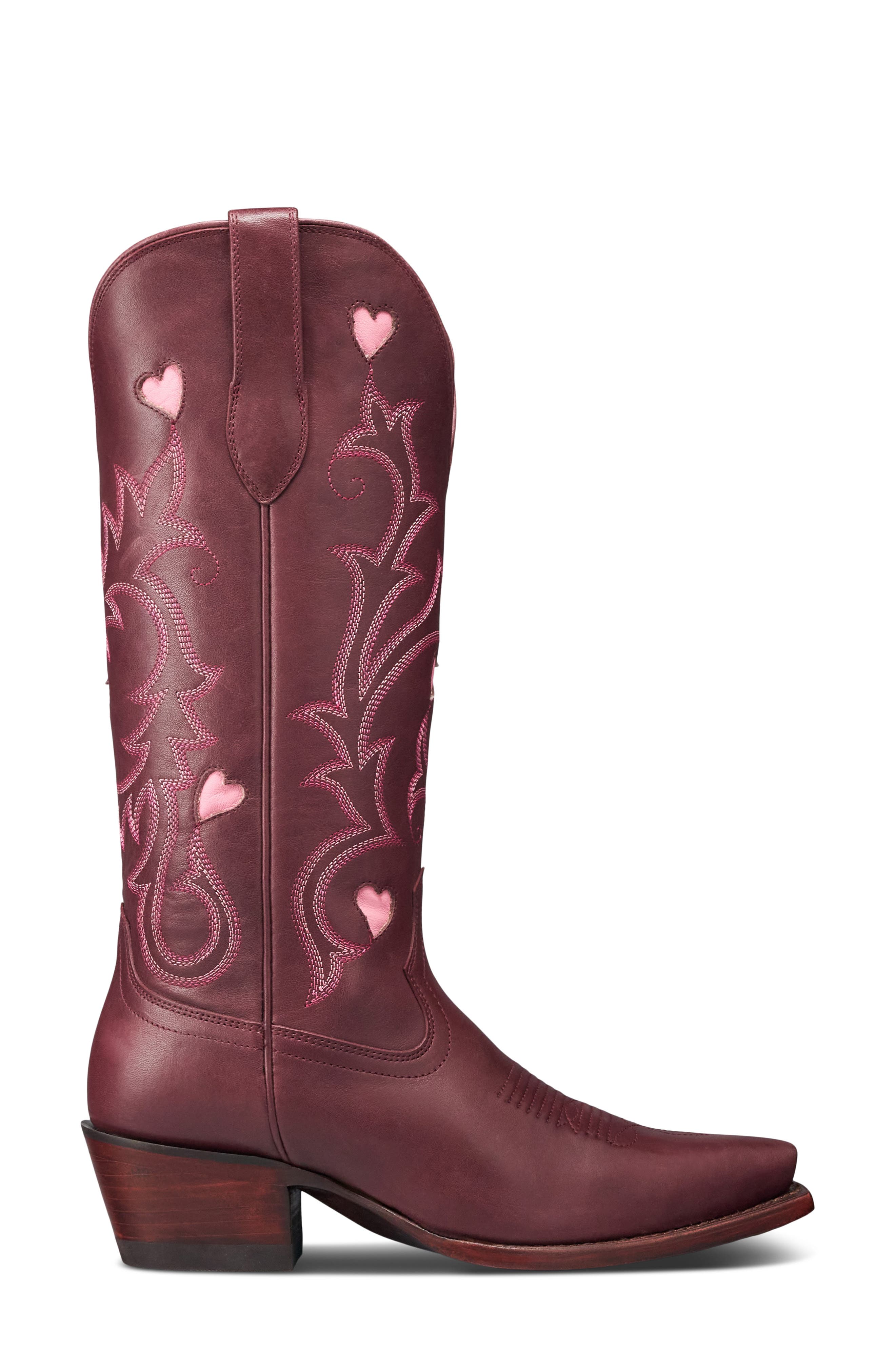 The Annie Hearts Western Boot, Alternate, color, WINE