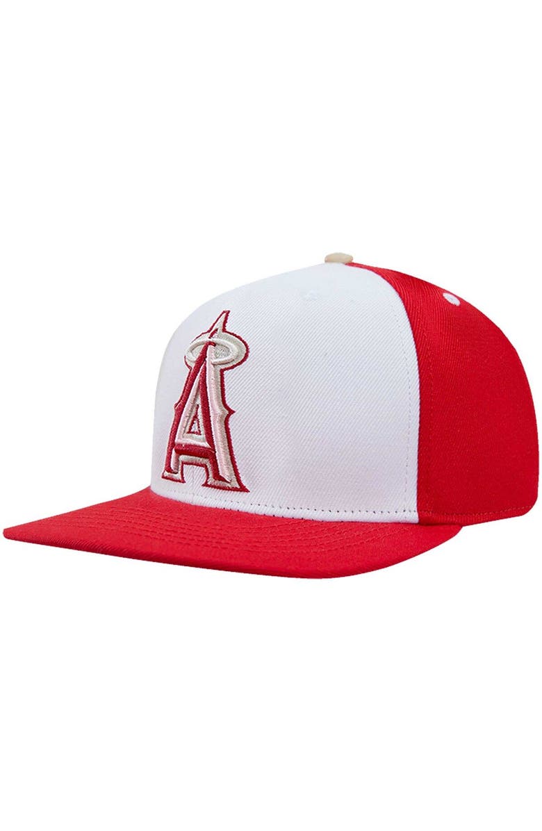 PRO STANDARD Men's Pro Standard  White/Red Los Angeles Angels Strawberry Ice Cream Drip Snapback Hat, Alternate, color, 