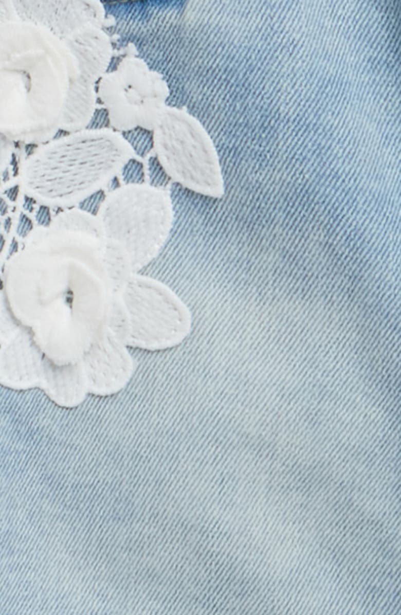 Tractr Kids' Floral Lace Denim Shorts, Alternate, color, Washed Indigo