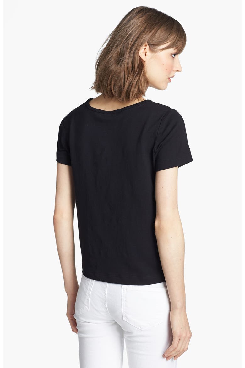 Perforated Leather Tee, Alternate, color, BLACK