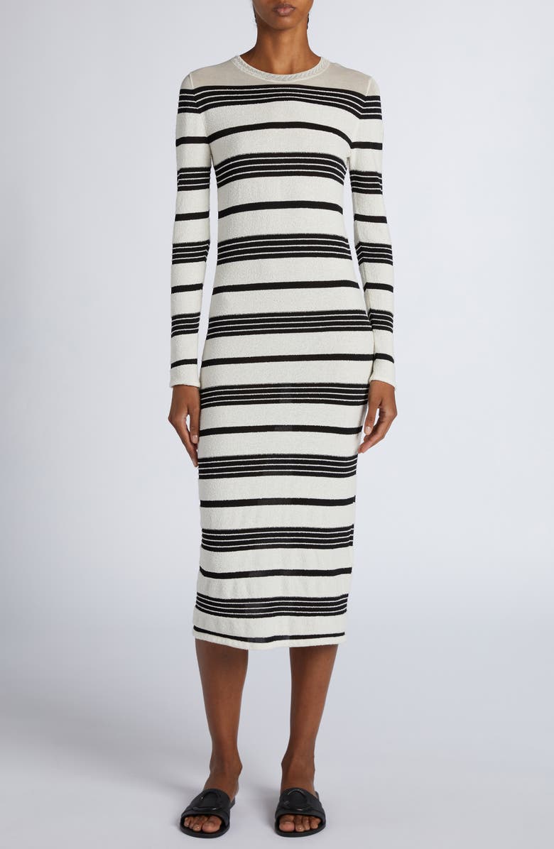 Moncler MIxed Stripe Long Sleeve Sweater Dress, Main, color, 