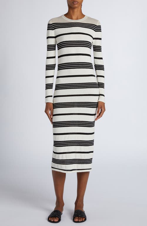 Moncler Stripe Long-sleeve Midi Dress