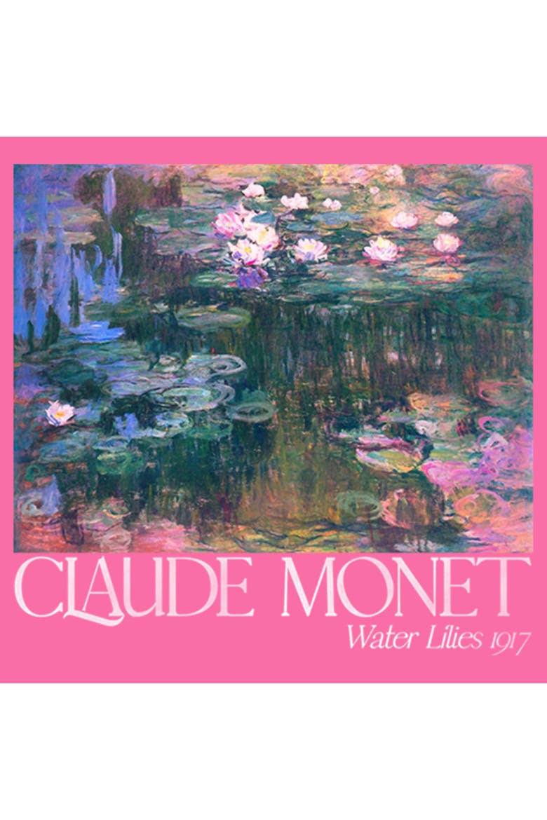 Girls' Claude Monet Water Lilies 1917 Graphic Cropped T-Shirt, Alternate, color, Light Pink