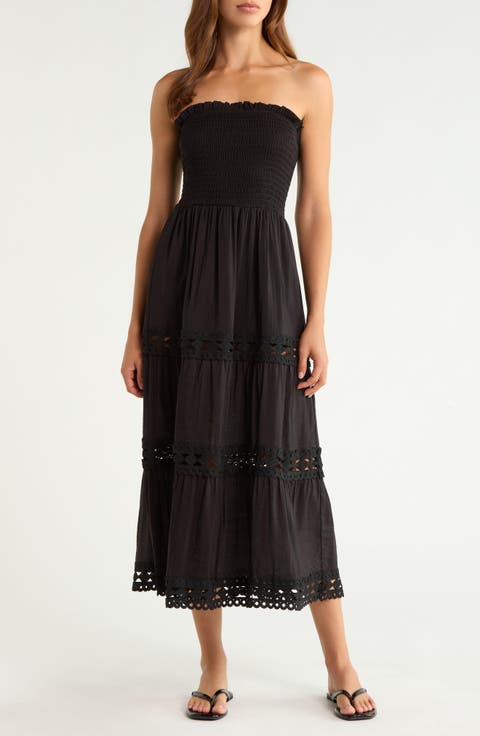 Tiered Strapless Cover-Up Dress