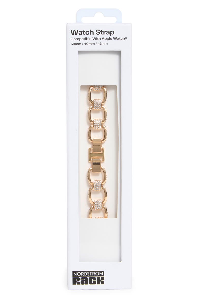 Pavé Link Smartwatch Band, Alternate, color, CLEAR- GOLD
