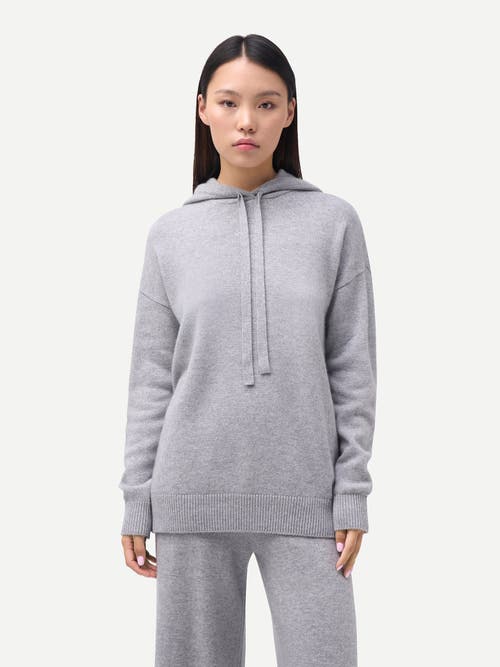 Gobi Cashmere Cashmere Pullover Hoodie Grey In Blue