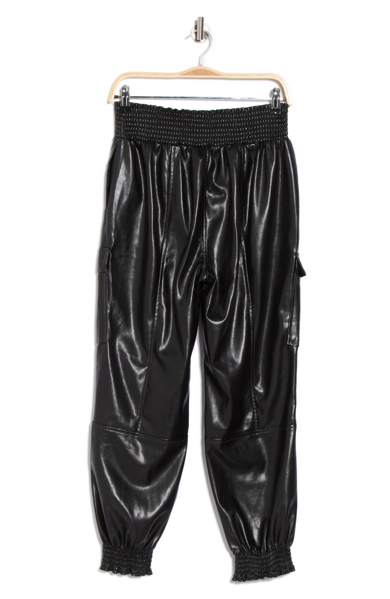 Cinq à Sept Jenning Lite Faux Leather Cargo Pants, Alternate, color, Black