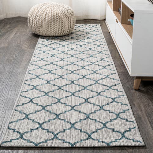 Jonathan Y Galon Filigree Indoor/outdoor Area Rug In Gray/teal