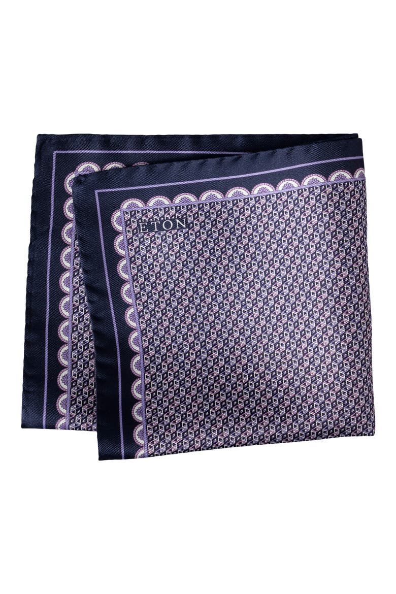 Geometric Silk Twill Pocket Square, Main, color, MEDIUM PURPLE
