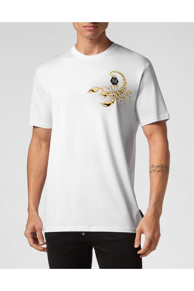 T-Shirt Round Neck Scorpion Men, Main, color, white