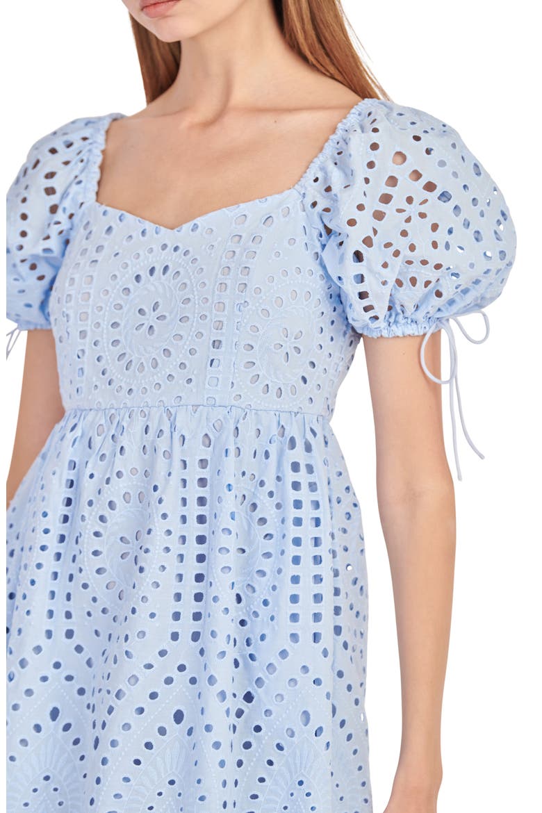 Scallop Hem Eyelet Minidress, Alternate, color, POWDER BLUE