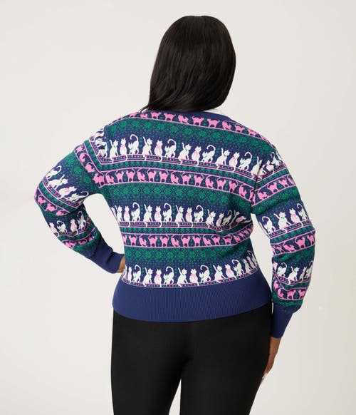 Unique Vintage Plus Size Cropped Knit Cardigan In Multi