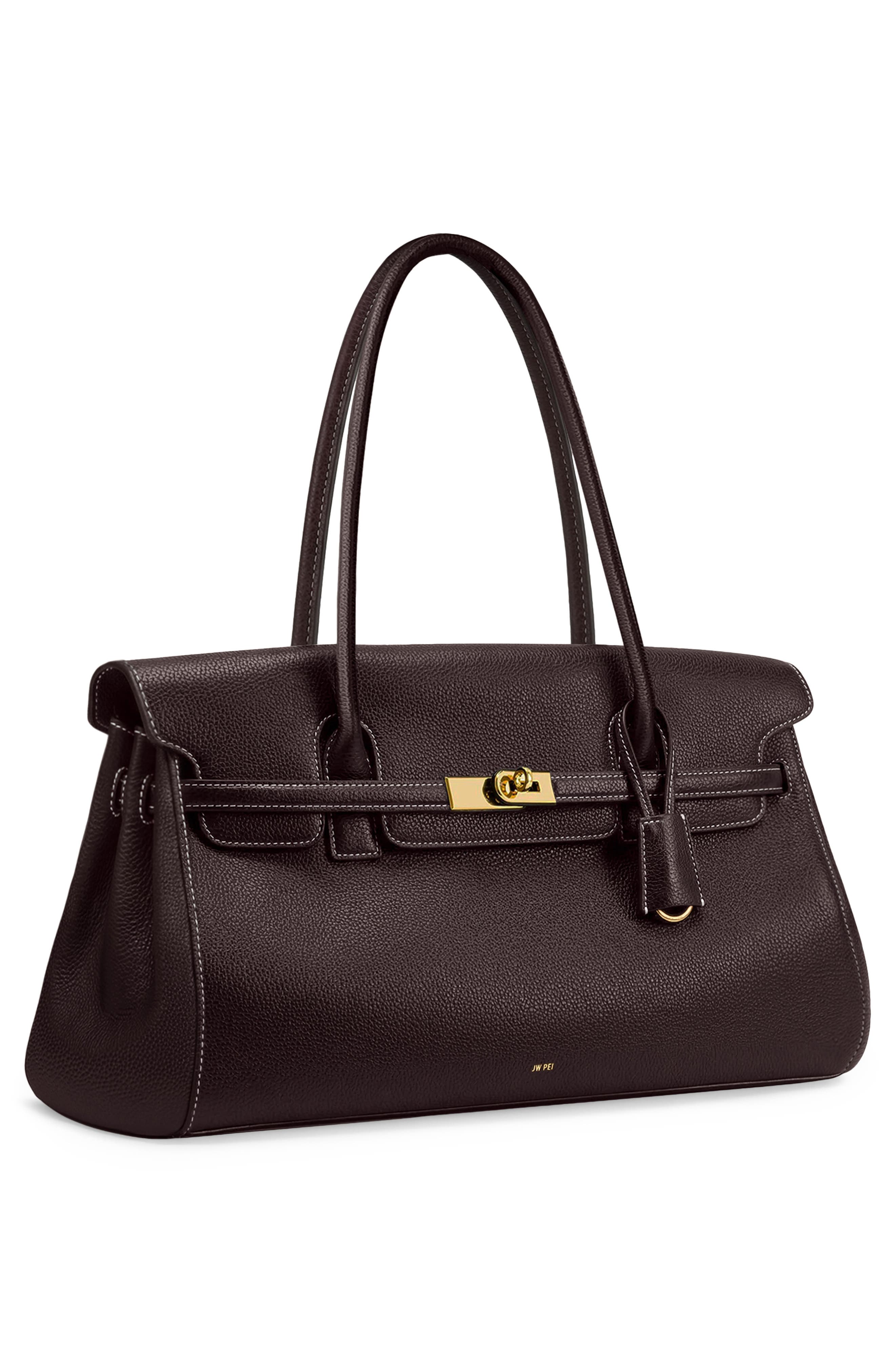 Large Yara Faux Leather Shoulder Bag, Alternate, color, DARK BROWN