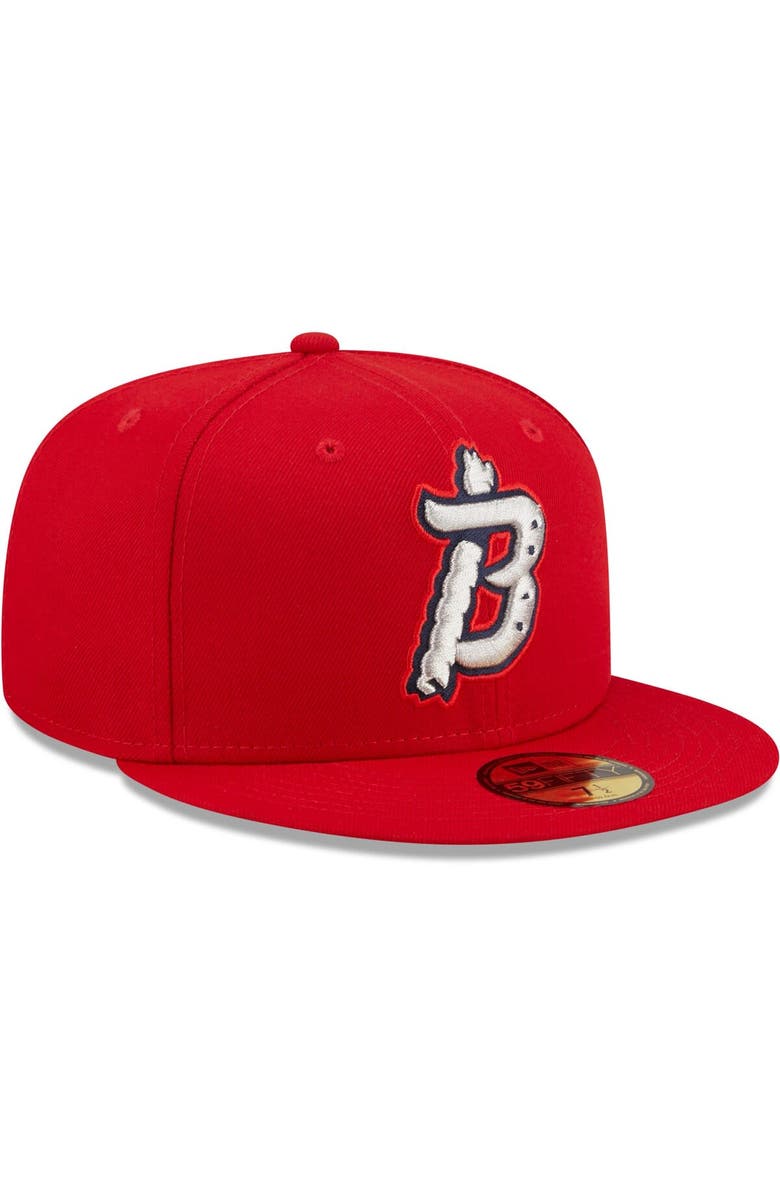 New Era Men's New Era Red Binghamton Rumble Ponies Authentic Collection 59FIFTY Fitted Hat, Alternate, color, Red