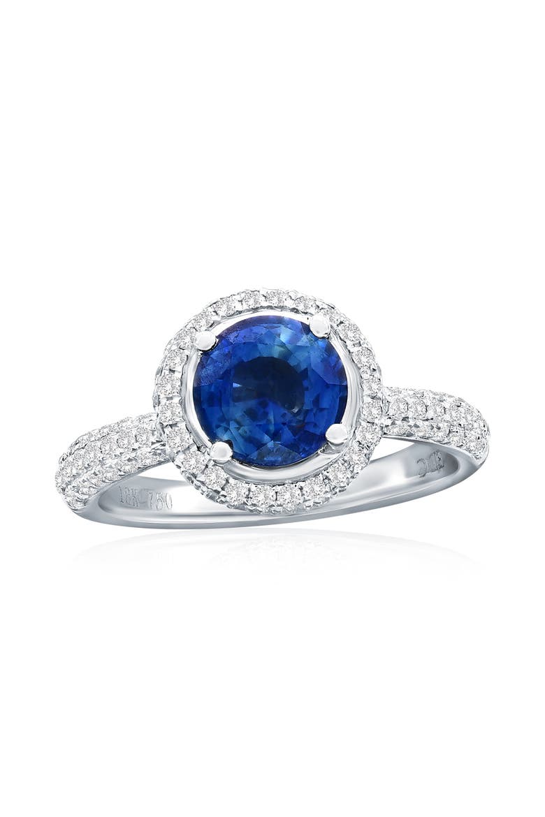 14K White Gold 1.65ct Sapphire & 0.98cttw Diamond Ring, Main, color, Blue