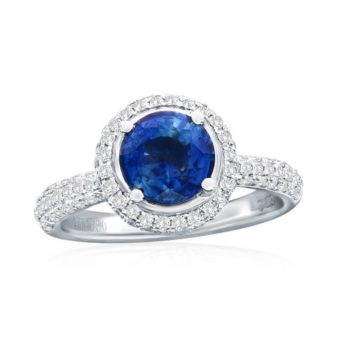 14K White Gold 1.65ct Sapphire & 0.98cttw Diamond Ring