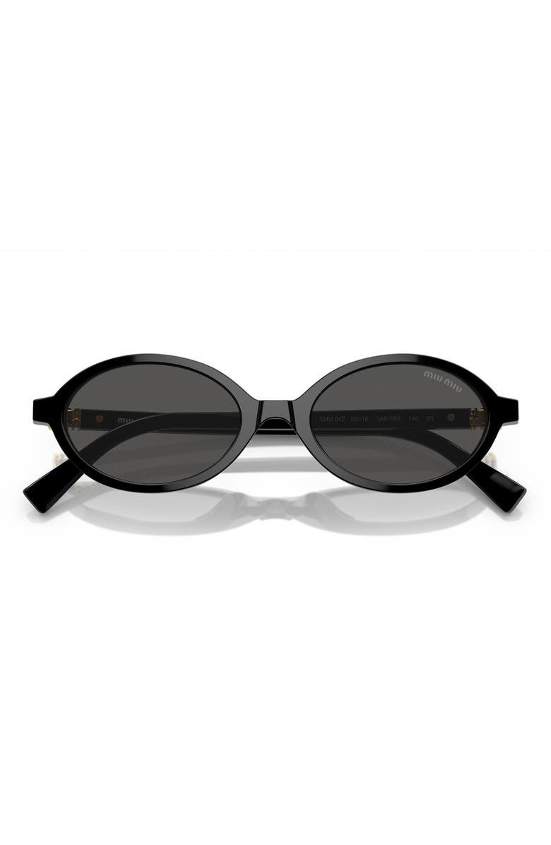 Miu Miu 50mm Oval Sunglasses, Alternate, color, Black / Dark Grey