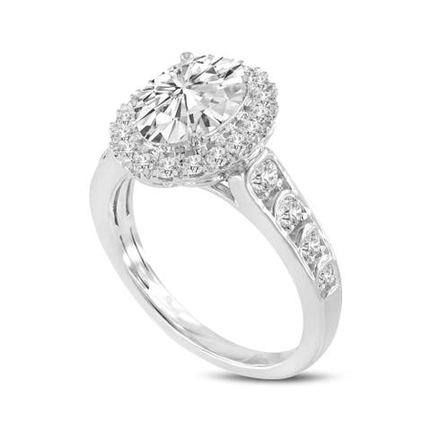 Lucia 14K White Gold Oval Lab Grown Diamond Halo Engagement Ring - 2.3 Ct