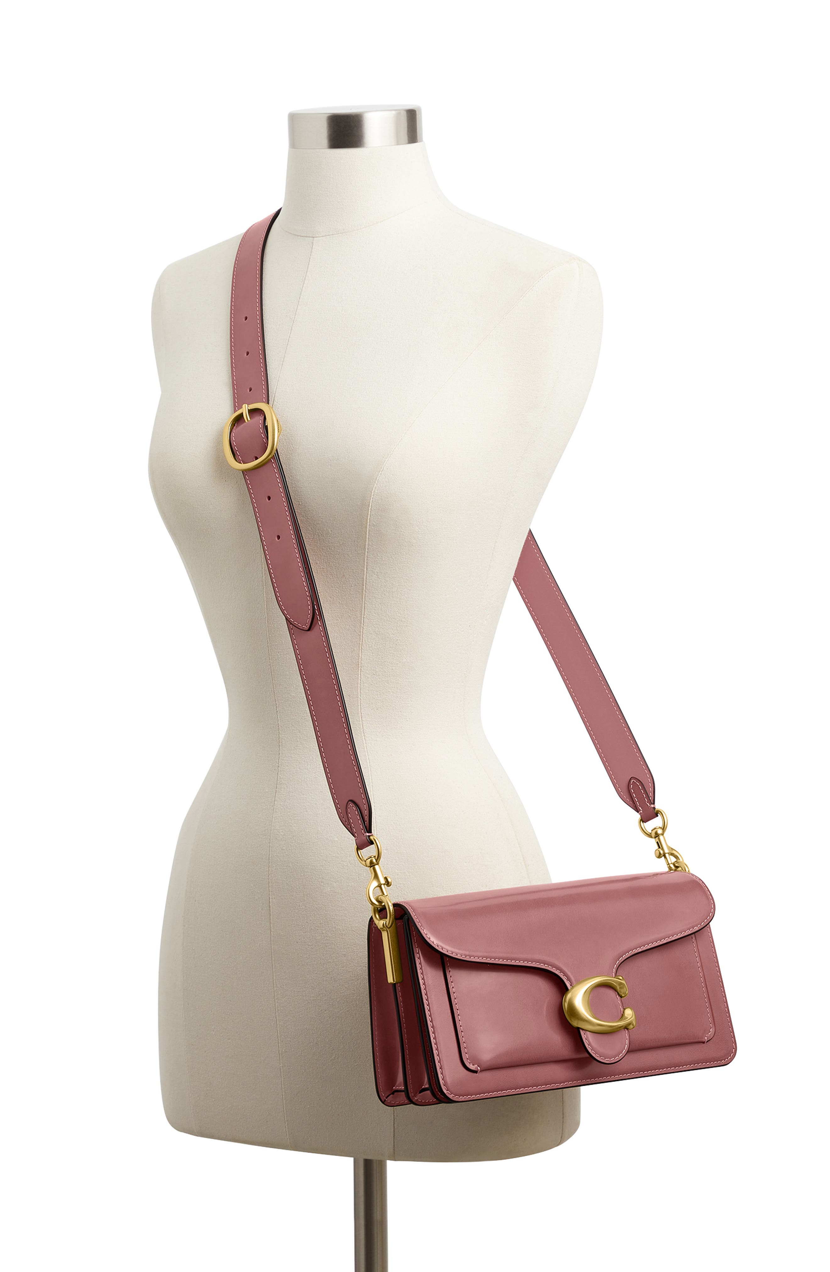 COACH Tabby Spazzolato Leather Shoulder Bag, Alternate, color, Peony