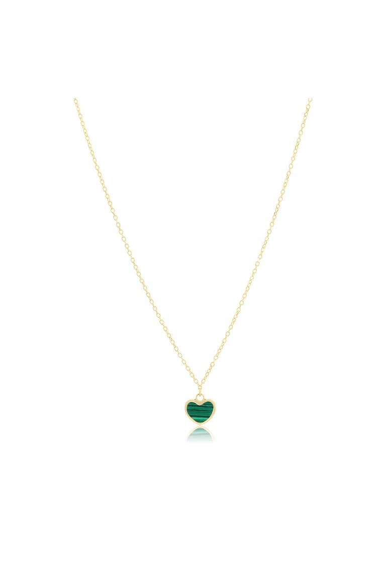 Mini Malachite Single Heart Necklace, Main, color, Malachite
