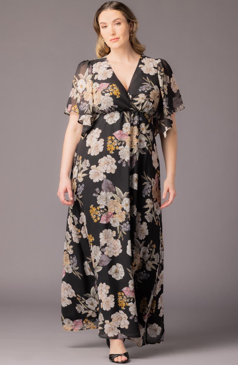 Kiyonna Metallic Thread Dress, Alternate, color, Midnight Peony Print