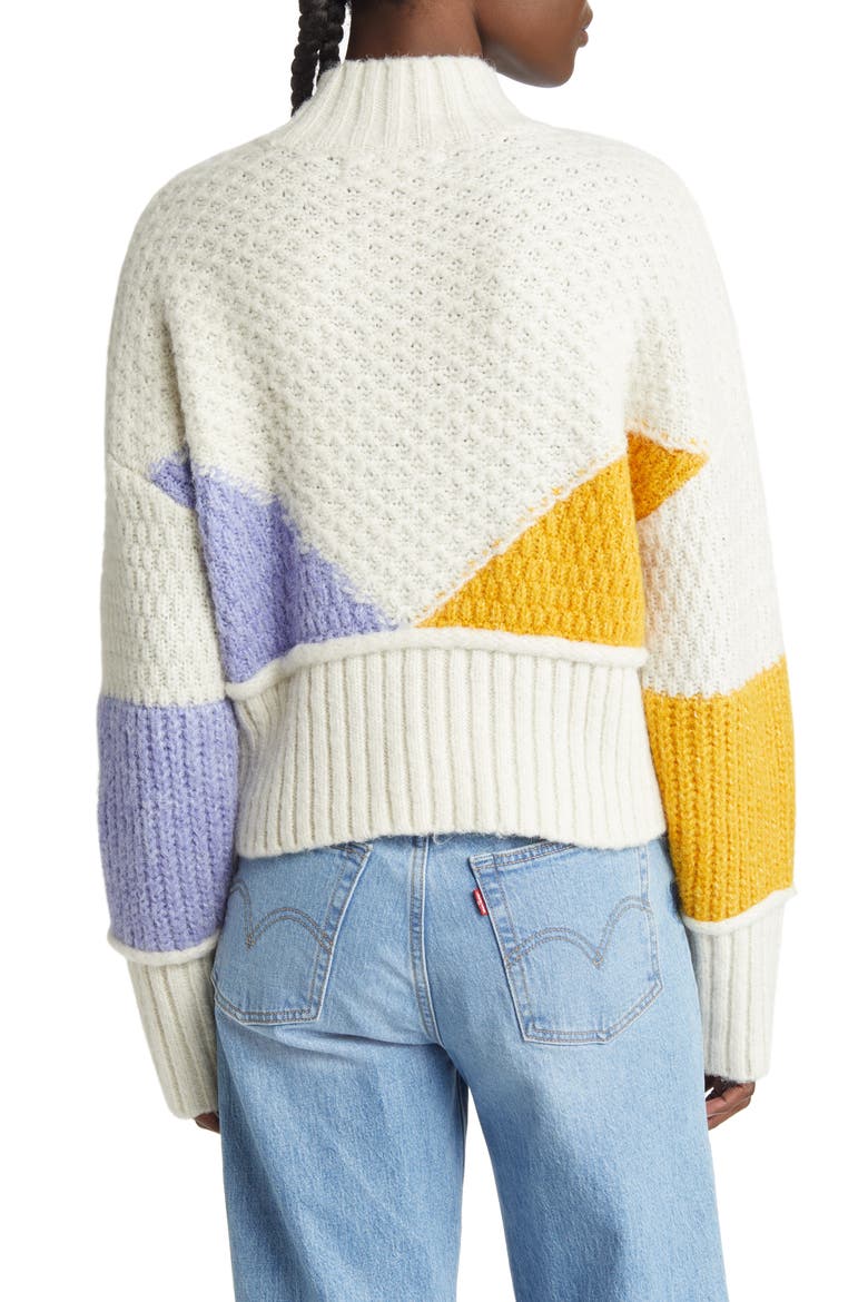 Bien Colorblock Recycled Polyester Blend Sweater, Alternate, color, BIRCH GOLDEN YELLOW