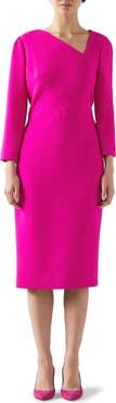 LK Bennett Alexis Dart Detail Long Sleeve Wool Crepe Sheath Dress