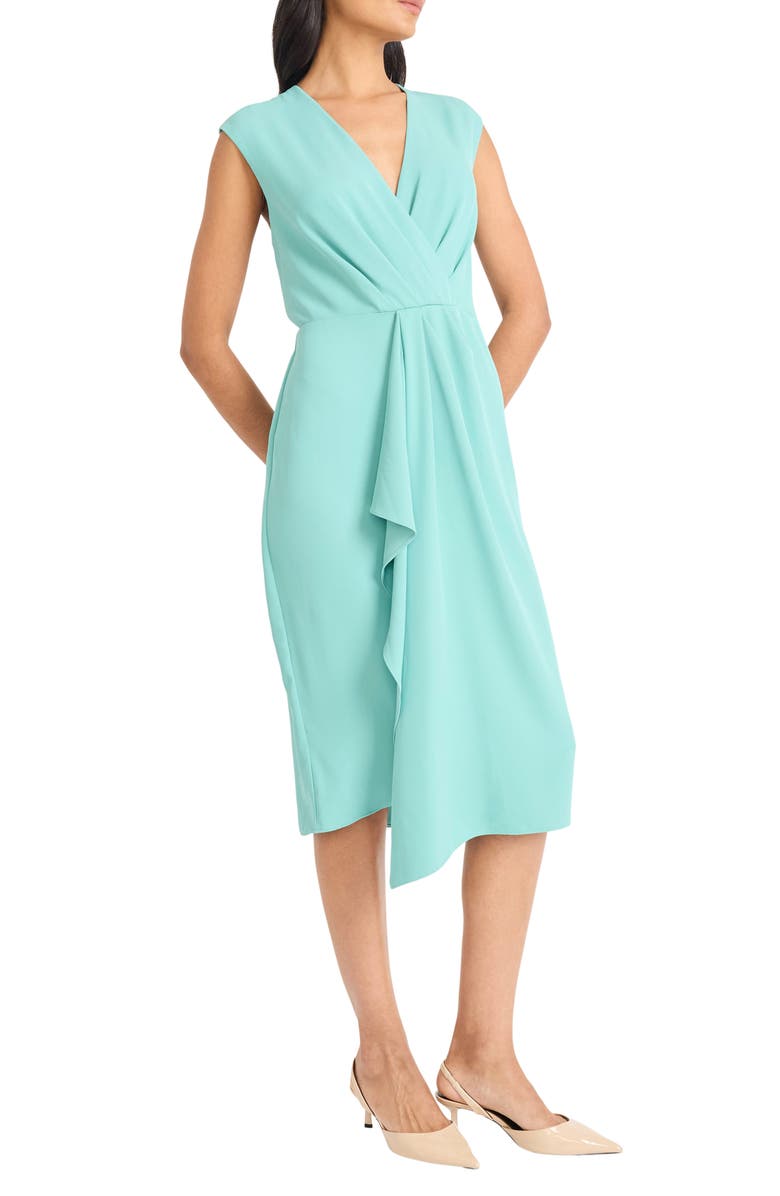 Maggy London Sleeveless Draped Midi Dress, Alternate, color, Canton