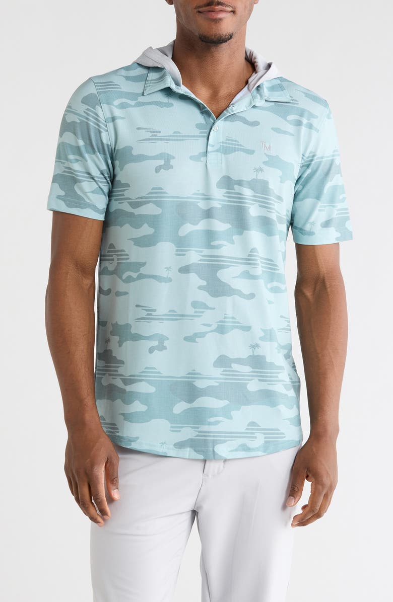 TravisMathew Featherweight Stealth Hooded Polo, Main, color, Gray Mist