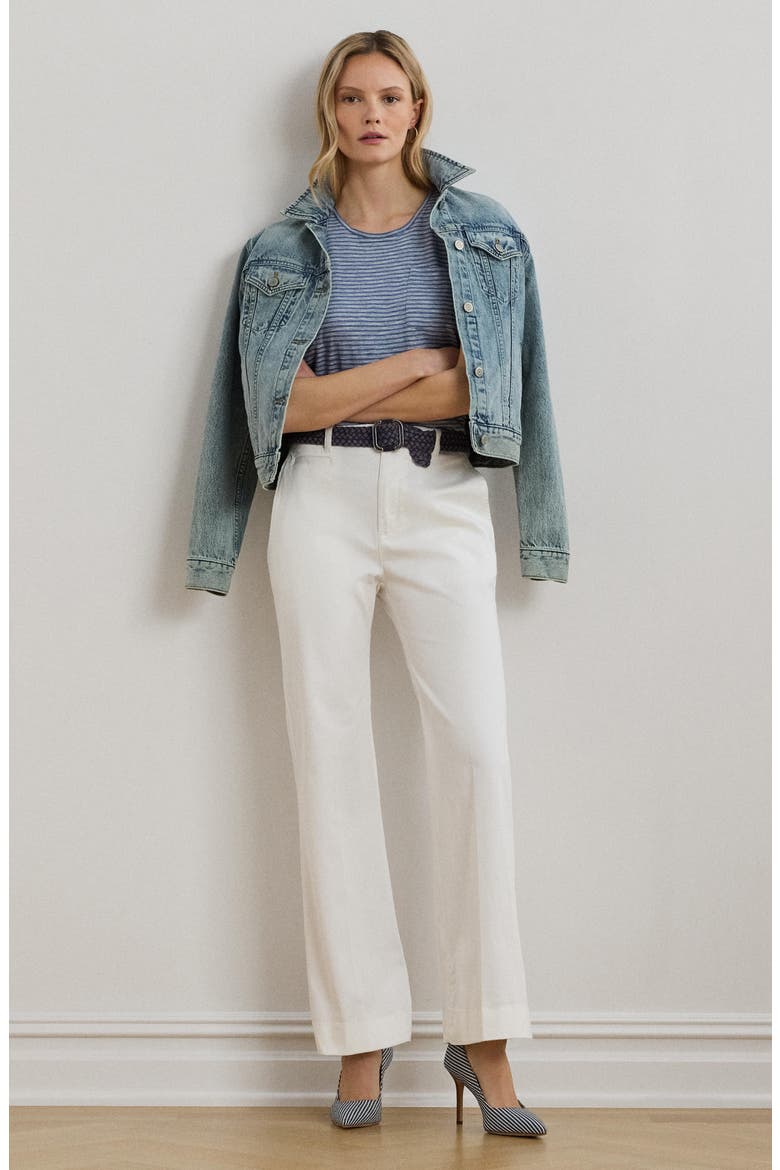 Stretch Cotton Flare Leg Chinos, Alternate, color, WHITE