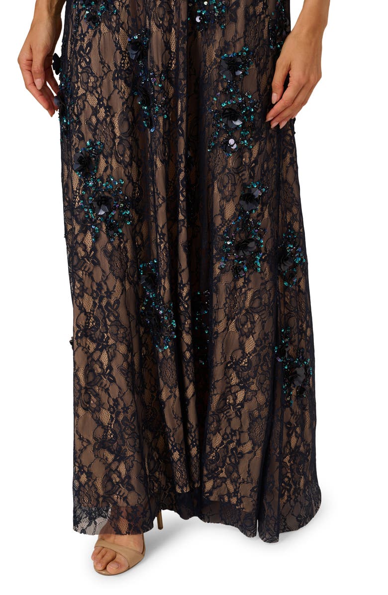 Adrianna Papell Sequin Lace Sleeveless Gown, Alternate, color, Midnight Multi/ Nude