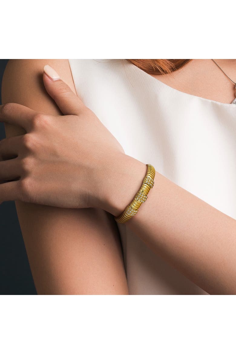 Cubic Zirconia Omega Triple Row Bracelet, Alternate, color, Yellow-Plated