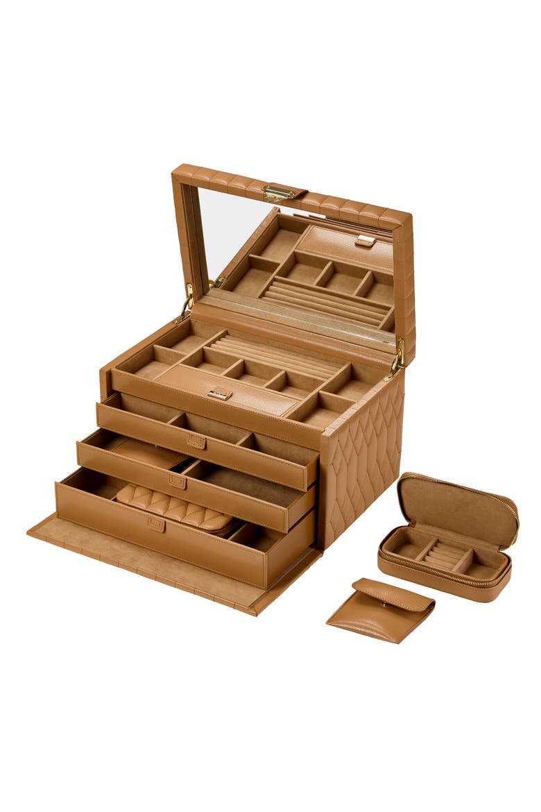 Lauren Large Jewelry Box, Alternate, color, Caramel