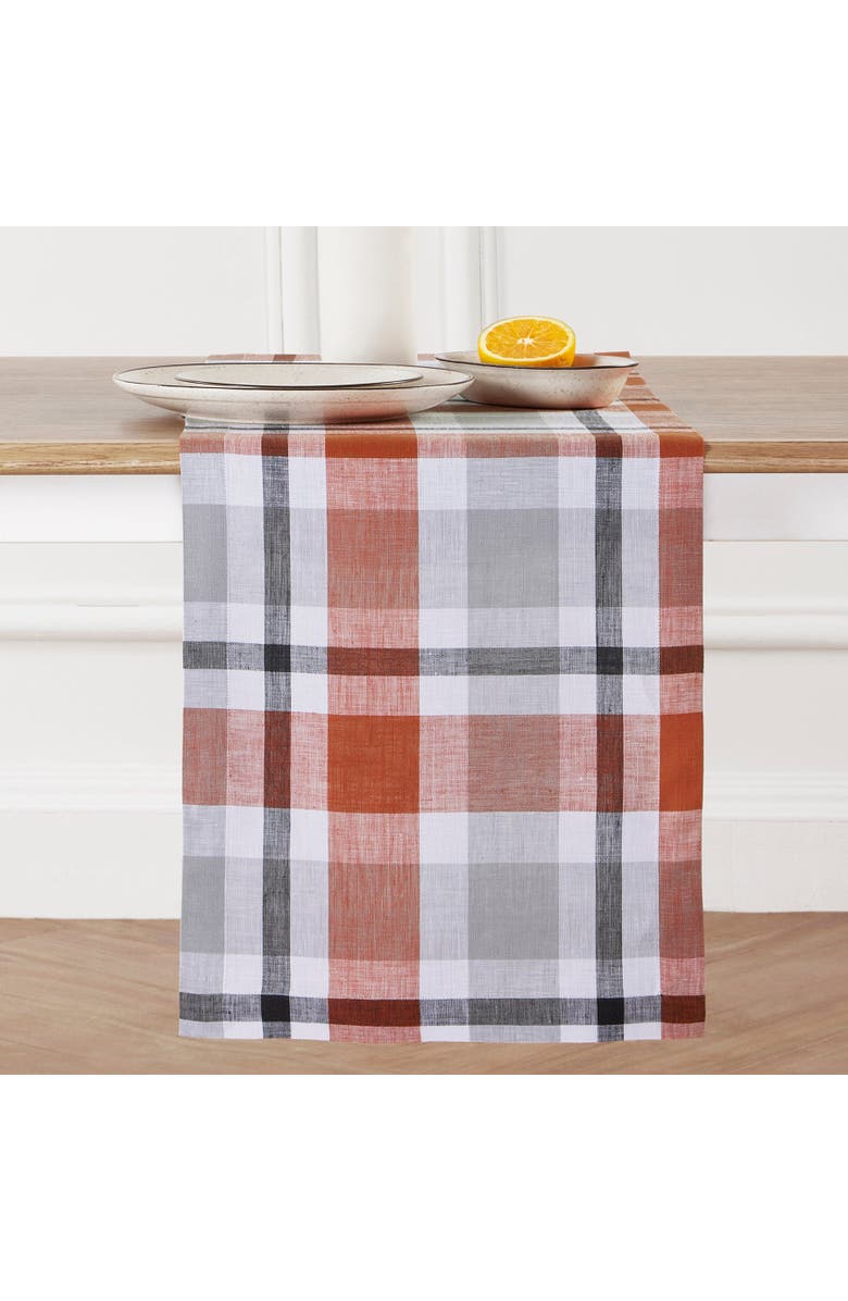 Solino Home Linen Table Runner for Dining Table, Holiday and Everyday Table Decor - Fall Buffalo Check, Main, color, 