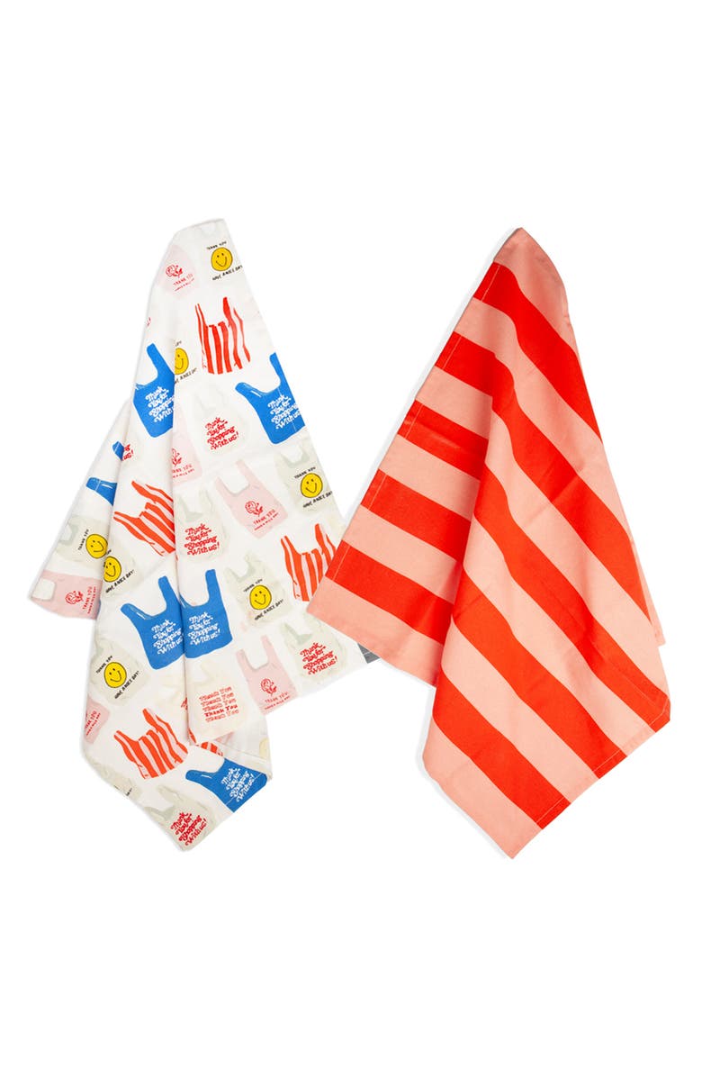 doiy Corner Shop 2-Pack Cotton Tea Towels, Alternate, color, Red Multi