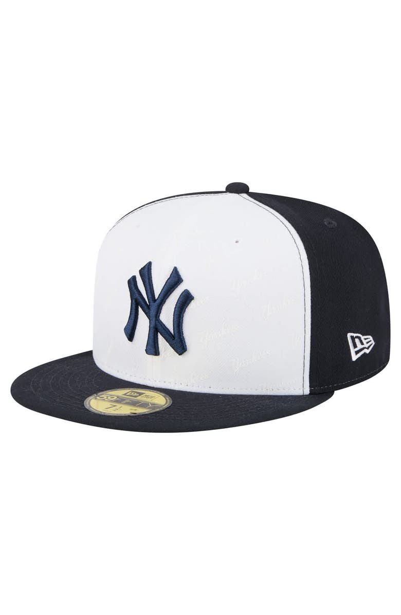 New Era Men's New Era White/Navy New York Yankees Repeat 59FIFTY Fitted Hat, Main, color, White
