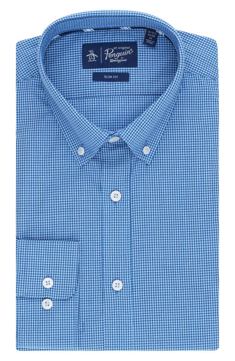 Compact Check Slim Fit Dress Shirt (Regular & Tall)