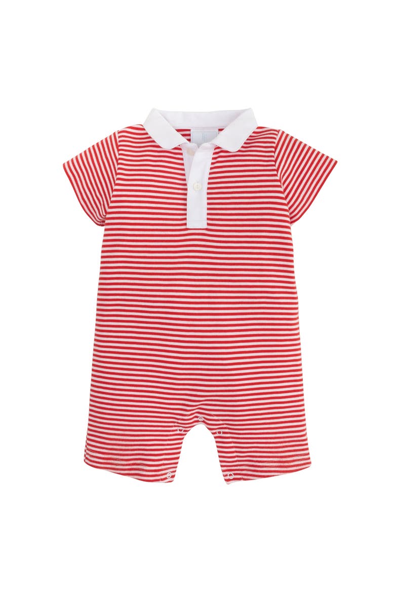 Peter Pan Polo Romper, Main, color, Red Stripe