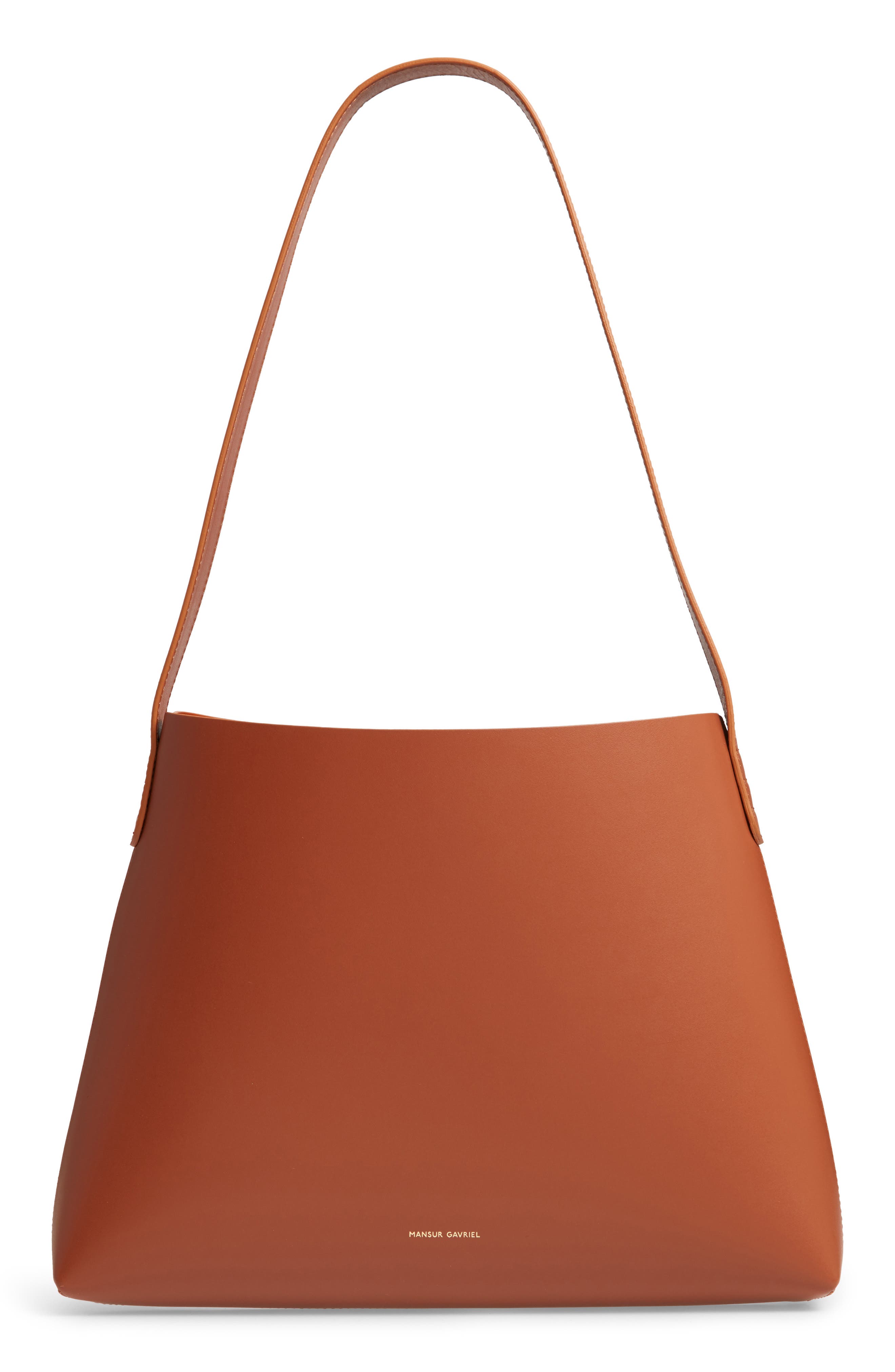 Small Leather Hobo, Main, color, SADDLE