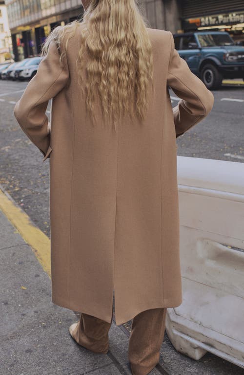 Mango Tailored Wool Blend Coat In Medium Brown
