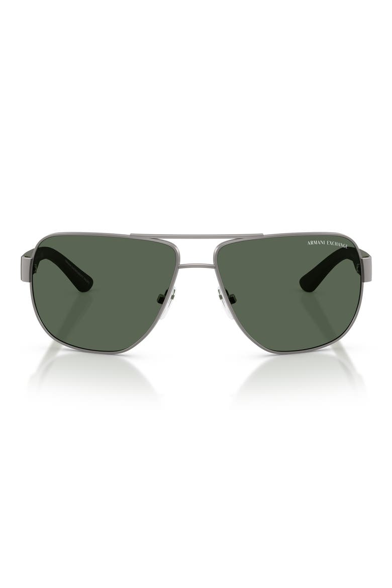62mm Aviator Sunglasses, Main, color, MATTE GUNMETAL / DARK GREEN