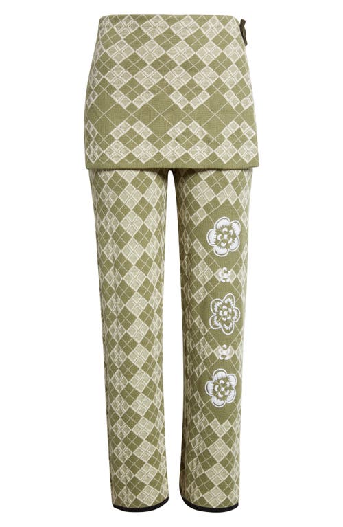 Yanyan Argyle Organic Cotton Pants With Removable Wrap Panel