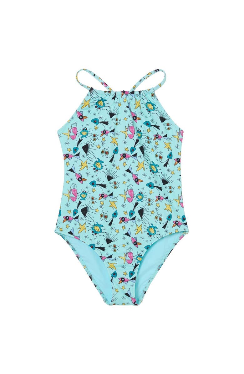 Vilebrequin Kid's One-piece Swimsuit, Main, color, Island Turquoise