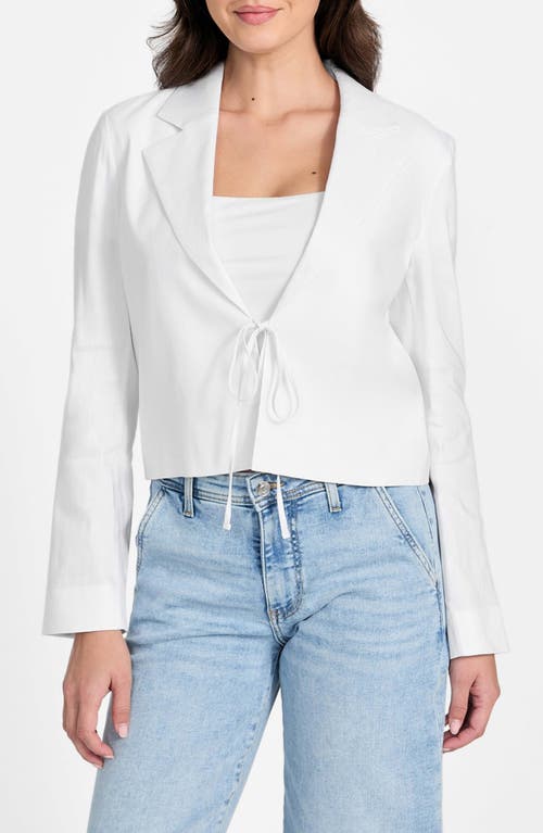 Guess Linden Tie Front Linen Blend Crop Blazer